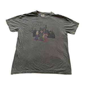 Vintage Distressed Hocus Pocus "Come, We Fly" Comfort Colors Gray Tee Large